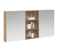 vidaXL Ensemble de Meubles de Salle de Bain 3 pcs 140 x 14,5 x 70 cm, Meuble de Salle de Bains, Miroir LED rectangulaire, Rangement Mural Moderne, Organiseur Pratique, Gain de Place