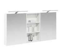 vidaXL Ensemble de Meubles de Salle de Bain 3 pcs 140 x 14,5 x 70 cm, Meuble de Salle de Bains, Miroir LED rectangulaire, Rangement Mural Moderne, Organiseur Pratique, Gain de Place
