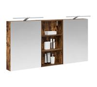 vidaXL Ensemble de Meubles de Salle de Bain 3 pcs 140 x 14,5 x 70 cm, Meuble de Salle de Bains, Miroir LED rectangulaire, Rangement Mural Moderne, Organiseur Pratique, Gain de Place