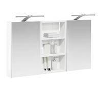 vidaXL Ensemble de Meubles de Salle de Bain 3 pcs 90 x 10,5 x 50 cm, Meuble de Salle de Bains, Miroir LED rectangulaire, Rangement Mural Moderne, Organiseur Pratique, Gain de Place