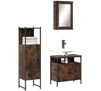 vidaXL - Ensemble de meubles de salle de bain 3 pcs - Armoires avec miroir - Chêne fumé