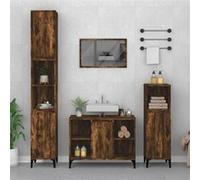 Vidaxl Ensemble De Meubles De Salle De Bain 3 Pcs Chêne Fumé