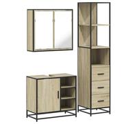 vidaXL Ensemble de Meubles de Salle de Bain 3 pcs chêne Sonoma, Armoire de Rangement, Armoire de Bain, Meuble de Toilette