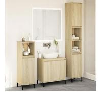 vidaXL Ensemble de meubles de salle de bain 3 pièces chêne Sonoma armoire et meuble-lavabo