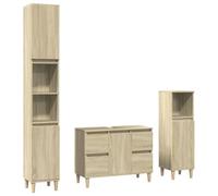 vidaXL Ensemble de Meubles de Salle de Bain 3 pcs chêne Sonoma, Armoire de Salle de Bain, Placard de Salle de Bain, Meuble de Rangement de Salle de Bain