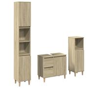 vidaXL Ensemble de Meubles de Salle de Bain 3 pcs chêne Sonoma, Armoire de Salle de Bain, Placard de Salle de Bain, Meuble de Rangement de Salle de Bain