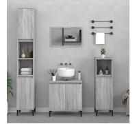 vidaXL Ensemble de meubles de salle de bain 3 pièces Sonoma – Gris