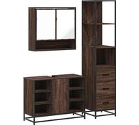 vidaXL Ensemble de meubles de salle de bain 3 pièces brun imitation chêne Matériau dérivé du bois