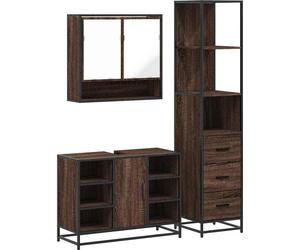 vidaXL Ensemble de meubles de salle de bain 3 pièces brun imitation chêne Matériau dérivé du bois