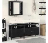 vidaXL Ensemble de meubles de salle de bain 3 pièces en bois d'ingénierie noir chêne