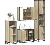 vidaXL Ensemble de meubles de salle de bain 4 pièces – Armoire de rangement Chêne sonoma