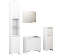 vidaXL Ensemble meubles salle de bain 4 pcs – Armoires avec rangement, Blanc bois d'ingénierie