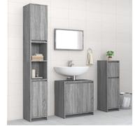 vidaXL Ensemble de meubles de salle de bain 3143929 4 pcs Armoire miroir et rangement Sonoma Gris