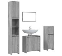 vidaXL Ensemble de Meubles de Salle de Bain Armoire de Rangement de Lavabo Placard de Salle de Bain Armoire à Miroir 4 pcs Sonoma Gris