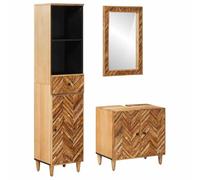vidaXL Ensemble de Meubles de Salle de Bain avec tiroir 3 pcs, Ensemble de Meubles Modernes pour Salle de Bain, unité Murale, Rangement en Bois de Mangue, déco contemporaine