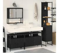 vidaXL Ensemble de Meubles de Salle de Bain en 4 Pièces Chêne Noir Bois d'ingénierie