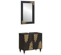 vidaXL Ensemble de Meubles de Salle de Bain Montage mural 2 pcs Noir