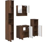 vidaXL Ensemble de meubles de salle de bain mural 4 pcs brun imitation chêne