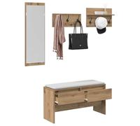 vidaXL Ensemble de Meubles d'entrée avec tiroir 4 pcs Chêne Artisan, Meubles Modernes pour Couloir, Banc de Rangement Compact, Organiseur stylé pour l'entrée, système de Porte-Manteaux