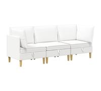 vidaXL Ensemble de meubles pour le salon 3 pcs Blanc Tissu, Ensemble de salon spacieux, meubles modulaires pour se détendre, sièges confortables, déco moderne
