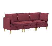 vidaXL Ensemble de meubles pour le salon 3 pcs Bordeaux Tissu, Ensemble de salon spacieux, meubles modulaires pour se détendre, sièges confortables, déco moderne
