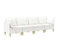 vidaXL Ensemble de meubles pour le salon 4 pcs Blanc Tissu, Ensemble de salon spacieux, meubles modulaires pour se détendre, sièges confortables, déco moderne
