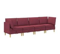 vidaXL Ensemble de meubles pour le salon 4 pcs Bordeaux Tissu, Ensemble de salon spacieux, meubles modulaires pour se détendre, sièges confortables, déco moderne