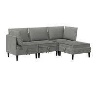 vidaXL Ensemble de meubles pour le salon 4 pcs Gris foncé Tissu, Ensemble Salon, Chaises Ergonomiques Modernes, Canapé en Bois, Solutions de Rangement Pratiques