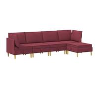 vidaXL Ensemble de meubles pour le salon 5 pcs Bordeaux Tissu, Ensemble de salon spacieux, meubles modulaires pour se détendre, sièges confortables, déco moderne