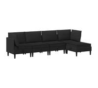 vidaXL Ensemble de meubles pour le salon 5 pcs Noir Tissu, Ensemble Salon, Chaises Ergonomiques Modernes, Canapé en Bois, Solutions de Rangement Pratiques