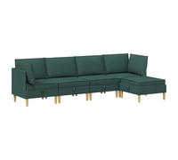 vidaXL Ensemble de meubles pour le salon 5 pcs Vert foncé Tissu, Ensemble de salon spacieux, meubles modulaires pour se détendre, sièges confortables, déco moderne