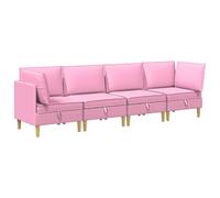 vidaXL Ensemble de meubles pour le salon avec coussin 4 pcs Rose Tissu, Ensemble de salon spacieux, meubles modulaires pour se détendre, sièges confortables, déco moderne