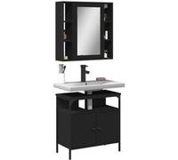 vidaXL Ensemble de Meubles Salle de Bain 2 pcs, Armoires de Lavabo avec Miroir, Placards de Rangement Toilette, Moderne, 3214715 Or G