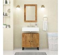 vidaXL Ensemble de meubles salle de bain 2 pcs bois de manguier massif, miroir de coiffage, armoire de toilette, armoire de lavabo Marron