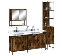 vidaXL Ensemble de meubles de salle de bain 4 pcs Chêne fumé Bois Marron