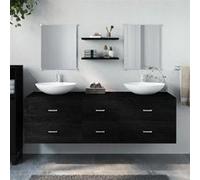 vidaXL Ensemble de meubles salle de bain 5 pcs noir bois d'ingénierie 242563