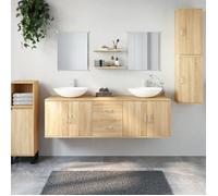 vidaXL Ensemble de Meubles Salle de Bain Armoires 7 pcs, Armoires Murales avec Miroir, Placards de Rangement, Moderne, Chêne Bois d'Ingénierie
