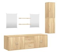 vidaXL Ensemble de Meubles Salle de Bain Armoires 7 pcs, Armoires Murales avec Miroir, Placards de Rangement, Moderne, Chêne Bois d'Ingénierie