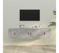 vidaXL Ensemble de Meubles TV 3 pcs, Armoires de Télévision avec Portes, Meubles Télé Salon Salle de Séjour, Moderne, Gris Béton Bois d'Ingénierie Gris G