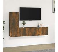 vidaXL Ensemble de meubles TV 3 pcs Chêne fumé Bois d'ingénierie Marron G