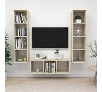 vidaXL Ensemble de Meubles TV 3 pcs, Ensemble d'Armoires de Télévision avec Rangement, Meubles Télé de Salon, Chêne Sonoma Bois d'Ingénierie Brun G
