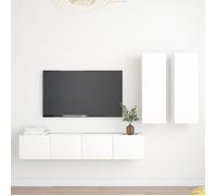 vidaXL Ensemble de meubles TV 4 pcs, Blanc Aggloméré