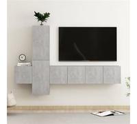 vidaXL Ensemble de Meubles TV 5 pcs Ensemble d'Armoires Stéréo Centres de Divertissement Salon Salle de Séjour Intérieur Gris Béton Aggloméré Gris G