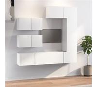 Ensemble de Meubles TV 6 pcs Centres de Divertissement Armoires Multimédia Meubles de Salle de Séjour Intérieur Blanc Bois d'Ingénierie