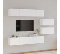 vidaXL Ensemble de Meubles TV 6 pcs Centres de Divertissement Armoires Multimédia Meubles de Salle de Séjour Intérieur Blanc Bois d'Ingénierie Blanc G
