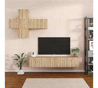 vidaXL Ensemble de Meubles TV 7 pcs Centres de Divertissement Armoires Multimédia Meubles de Salle de Séjour Intérieur Chêne Sonoma Bois d'Ingénierie Marron G