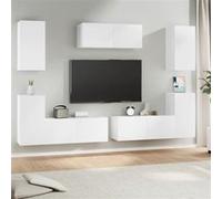 Ensemble de Meubles TV 7 pcs Centres de Divertissement Armoires Multimédia Meubles de Salle de Séjour Intérieur Blanc Bois d'Ingénierie