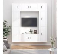 vidaXL Ensemble de Meubles TV 8 pcs, Armoires de Télévision Murales, Meubles Télé Salon Salle de Séjour Intérieur, Blanc Bois d'Ingénierie Blanc G
