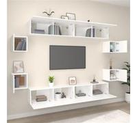 vidaXL Ensemble de meubles TV 8 pcs Blanc Bois d'ingénierie Blanc