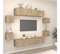 vidaXL Ensemble de meubles TV 8 pcs Chêne sonoma Bois d'ingénierie Marron